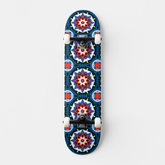 Skateboard Motif de Suzani avec l'ornement audacieux (Recto)