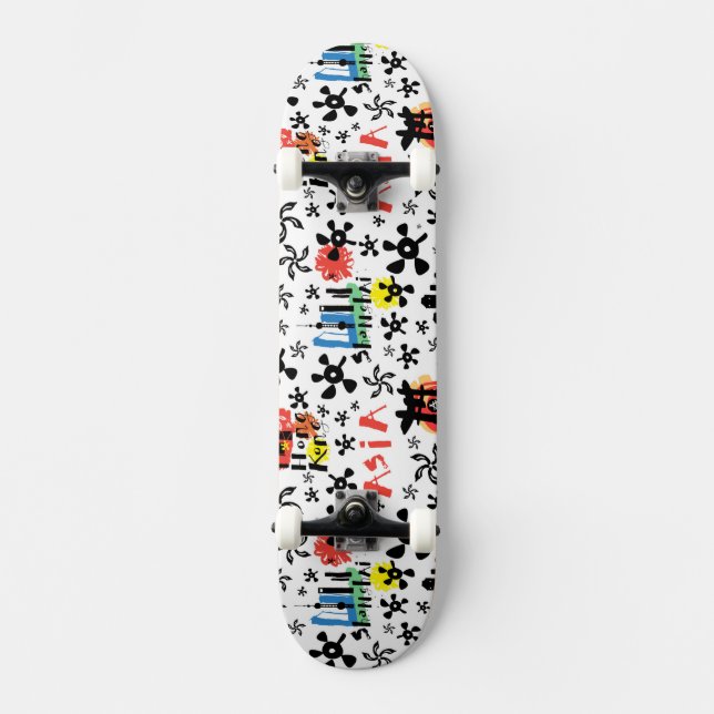 Skateboard Motif de symboles de l'Asie | (Recto)