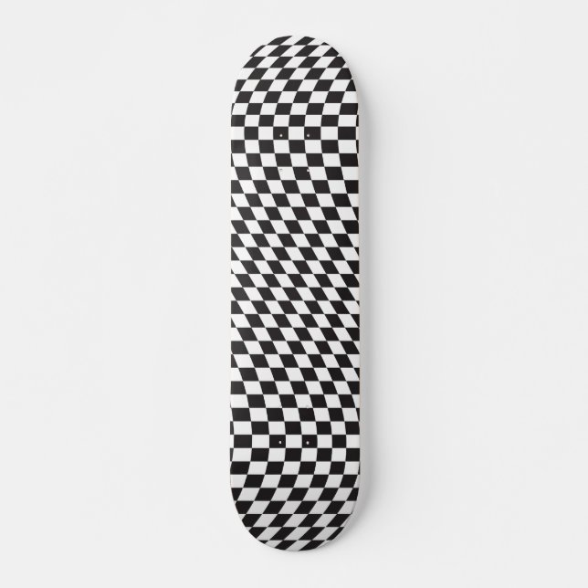 Skateboard Motif de tableau de bord blanc blanc À damiers noi (Devant)