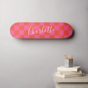 Skateboard Motif de tableau de bord rose et orange personnali