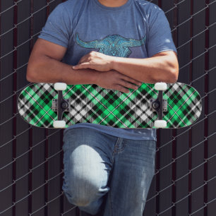 Skateboard Motif de tartan à carreaux vert noir blanc