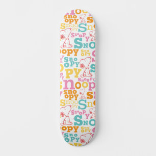 Skateboard Motif de texte Snoopy Pastel