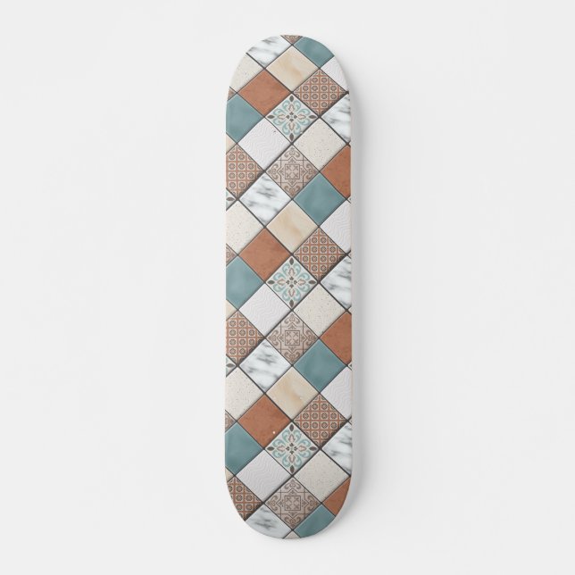 Skateboard Motif de texture coloré moderne et géométrique (Devant)