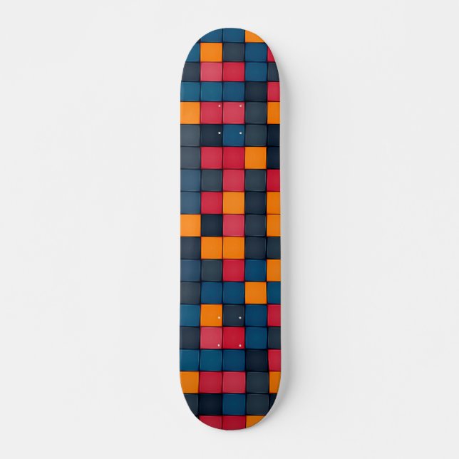 Skateboard Motif de texture coloré moderne et géométrique (Devant)