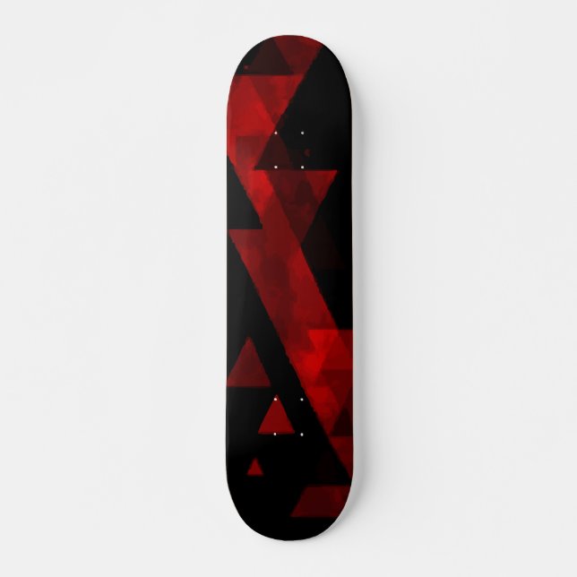 Skateboard Motif de triangle rouge abstrait sur design noir (Devant)
