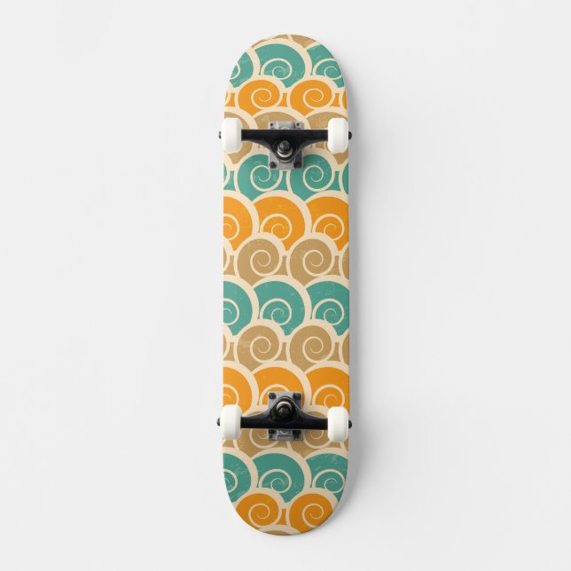 Skateboard Motif de vagues d'aquarelle (Recto)