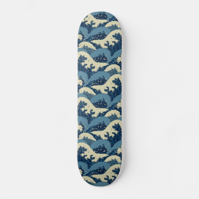 Skateboard Motif de vagues japonais de mer (Recto)
