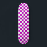 Skateboard Motif de vérification À damiers blanc violet<br><div class="desc">Chèque violet et blanc À damiers conception Motif Carré géométrique</div>