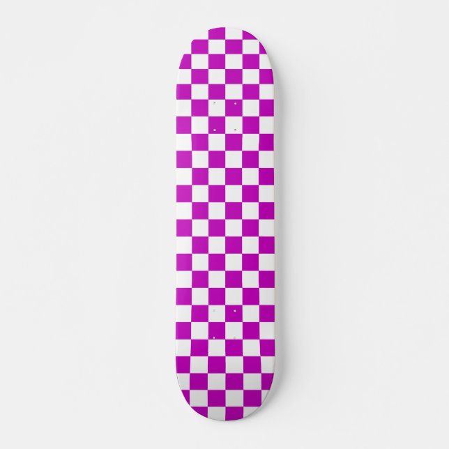 Skateboard Motif de vérification À damiers blanc violet (Devant)