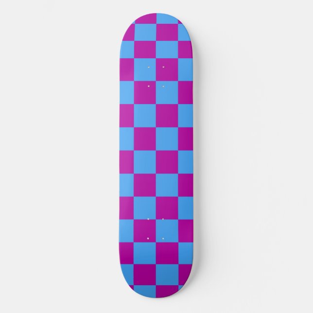 Skateboard Motif de vérification À damiers bleu violet (Recto)