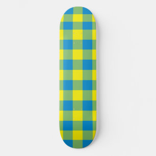 Skateboard Motif de vérification de la plaid bleu jaune vert