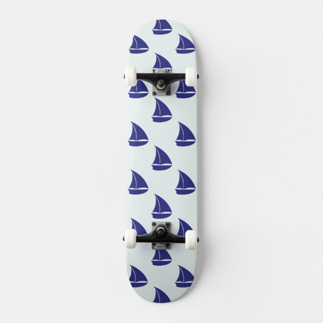 Skateboard Motif de voilier de bleu royal (Recto)