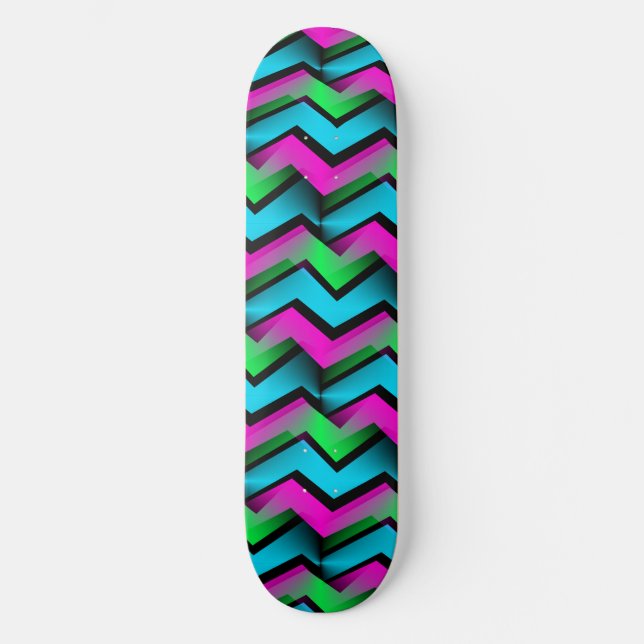 Skateboard Motif de Zigzag Abstrait rétro (Recto)