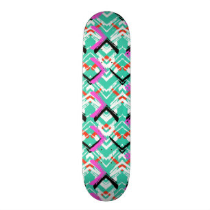 Skateboard Motif de zigzag turquoise tiré par la main