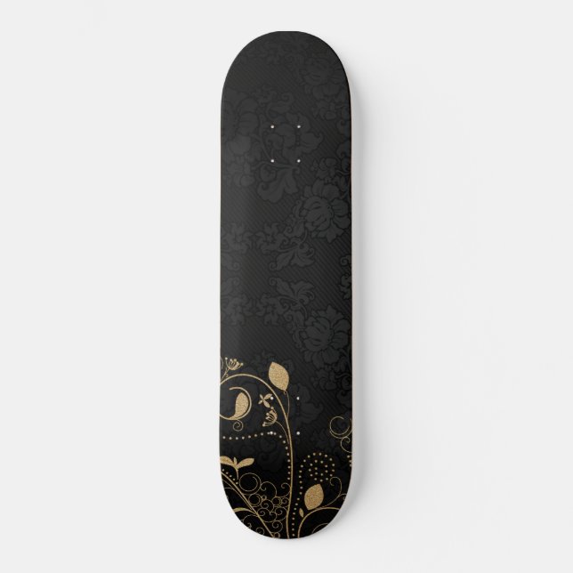 Skateboard Motif décoratif noir et or (Recto)