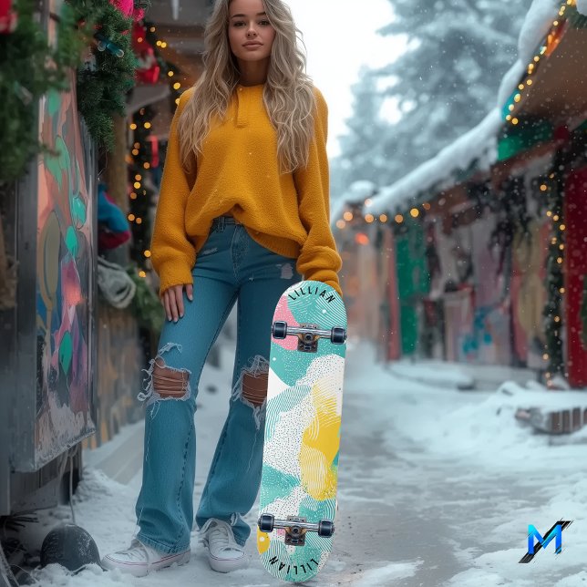 Skateboard Motif demi-ton Abstrait avec Pastel contemporain (Créateur téléchargé)