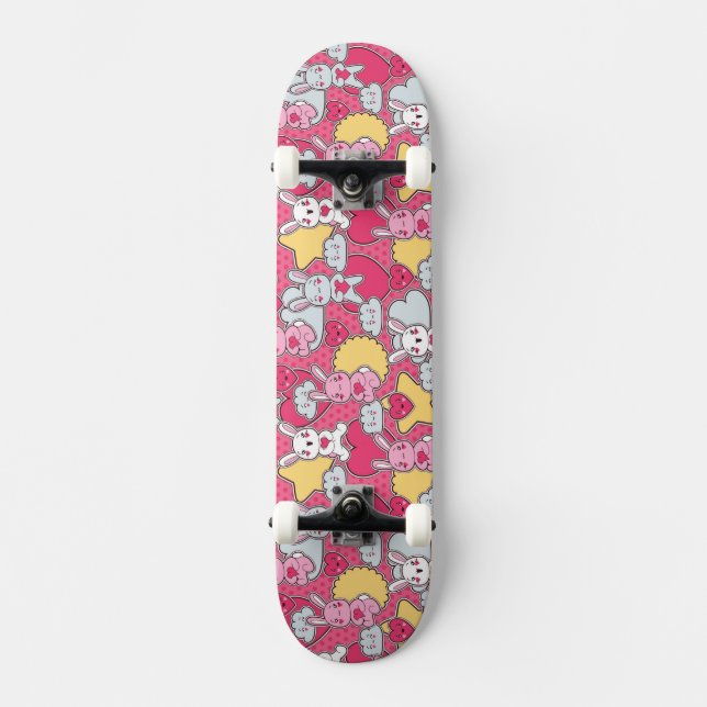 Skateboard Motif d'enfant de Kawaii avec des griffonnages (Recto)