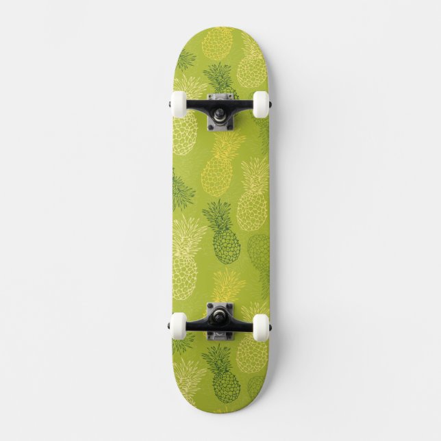 Skateboard Motif d'ensemble d'ananas sur le vert (Recto)