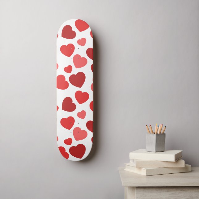 Skateboard Motif Des Coeurs, Coeurs Rouges, Motif Des Coeurs (Art mural)