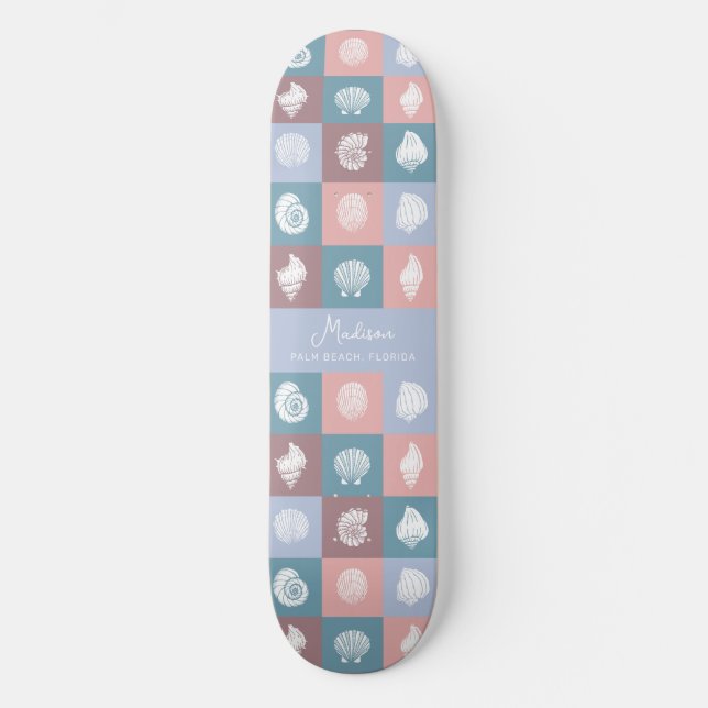 Skateboard Motif des coquillages de nom et d'emplacement pers (Recto)