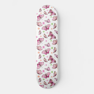 Skateboard Motif des papillons roses colorés