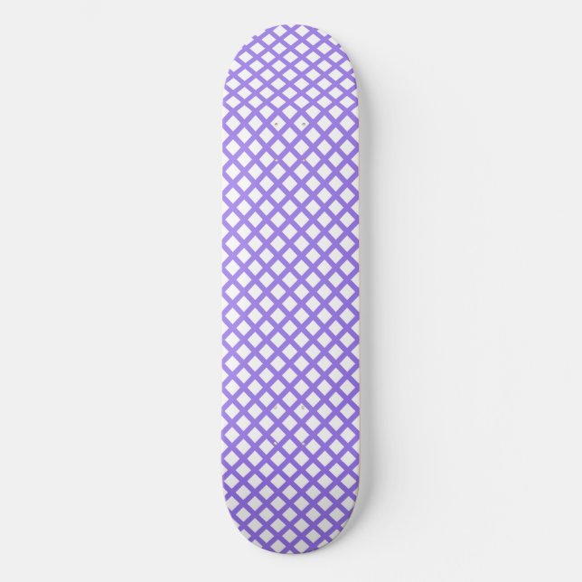 Skateboard Motif diamant à carreaux blanc violet (Recto)