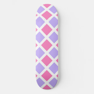 Skateboard Motif diamant à carreaux rose violet