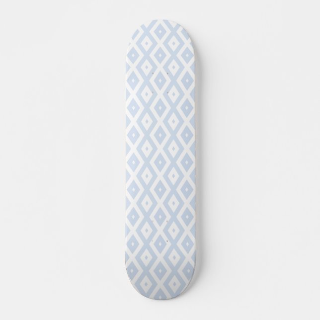 Skateboard Motif diamant bleu pâle et blanc (Devant)