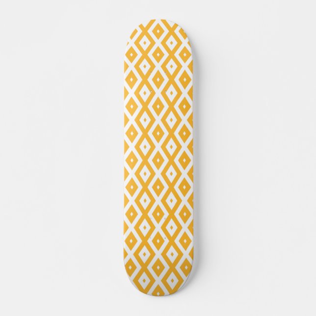 Skateboard Motif diamant jaune et blanc soleil (Devant)
