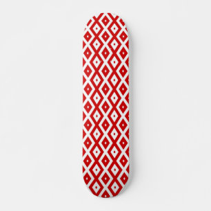 Skateboard Motif diamant rouge et blanc