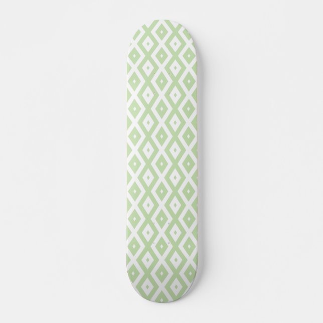 Skateboard Motif diamant vert pâle et blanc (Devant)