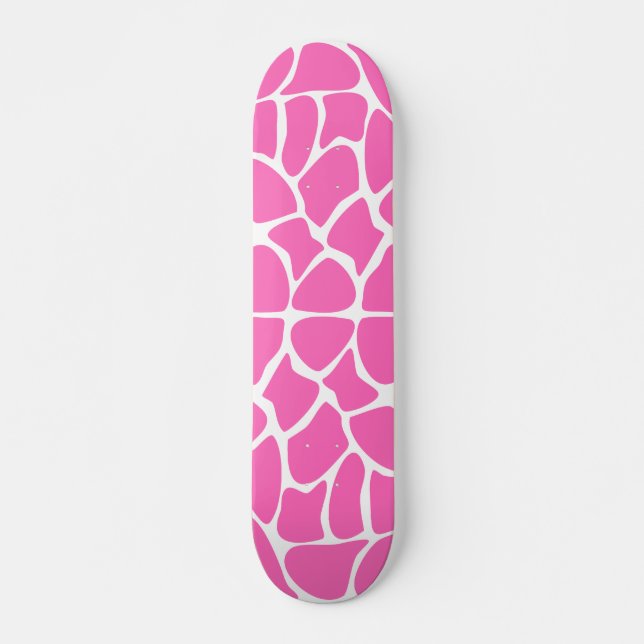 Skateboard Motif d'impression de girafe en rose vif. (Devant)