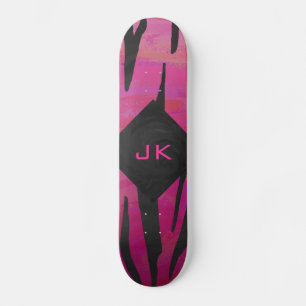 Skateboard Motif d'impression monogramme rose et noir
