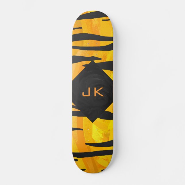 Skateboard Motif d'impression noir et orange (Recto)