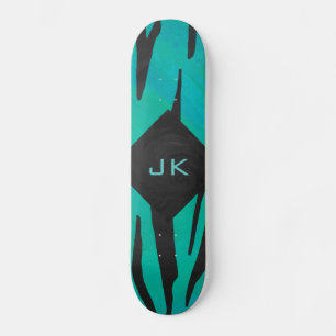 Skateboard Motif d'impression Turquoise et noir de tigre de m