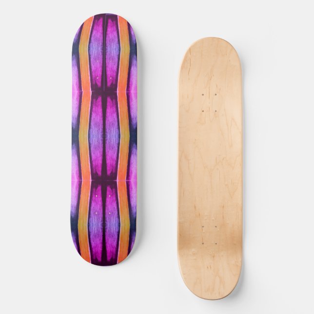 Skateboard Motif d'onde rose et orange (Recto)