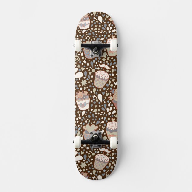 Skateboard Motif doux fait de petits gâteaux savoureux (Recto)