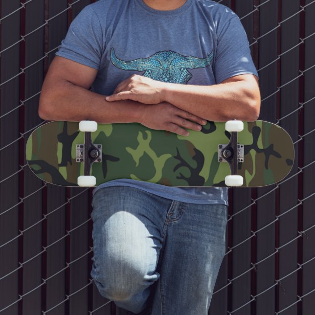 Skateboard Motif du camouflage vert militaire (Extérieur 3)