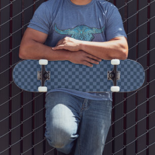 Skateboard Motif élégant à carreaux bleu foncé et bleu clair