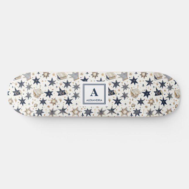 Skateboard Motif Elegant Blue & Gold (8) (Horz)