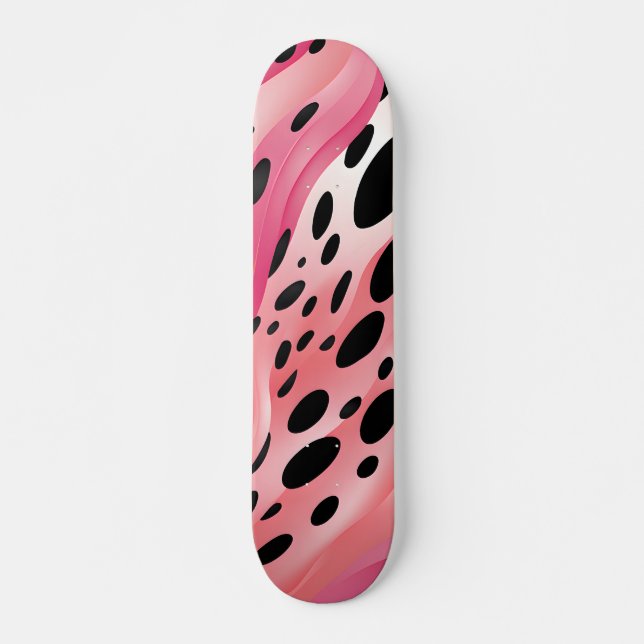 Skateboard Motif Empreinte de léopard rose (Devant)