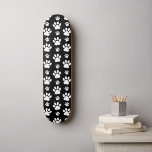 Skateboard Motif, Empreintes de pattes, pattes de chien, noir