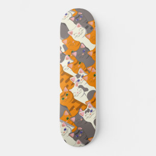 Skateboard Motif en diagonale du chat noir blanc gingembre