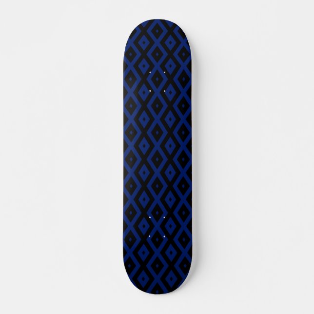 Skateboard Motif en diamant bleu et noir (Devant)