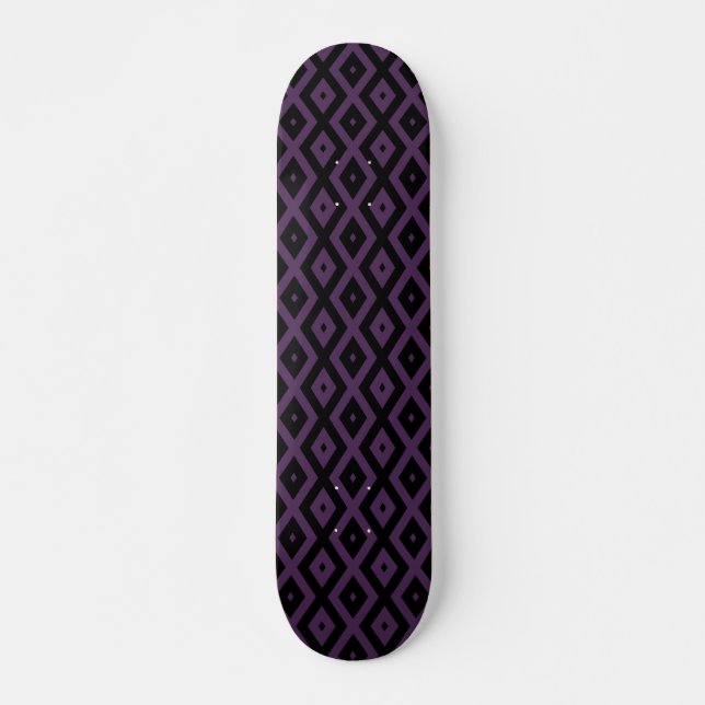 Skateboard Motif en diamant noir et violet foncé (Devant)