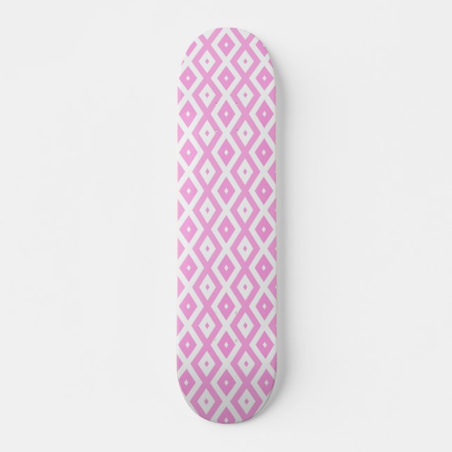 Skateboard Motif en diamant rose et blanc (Devant)
