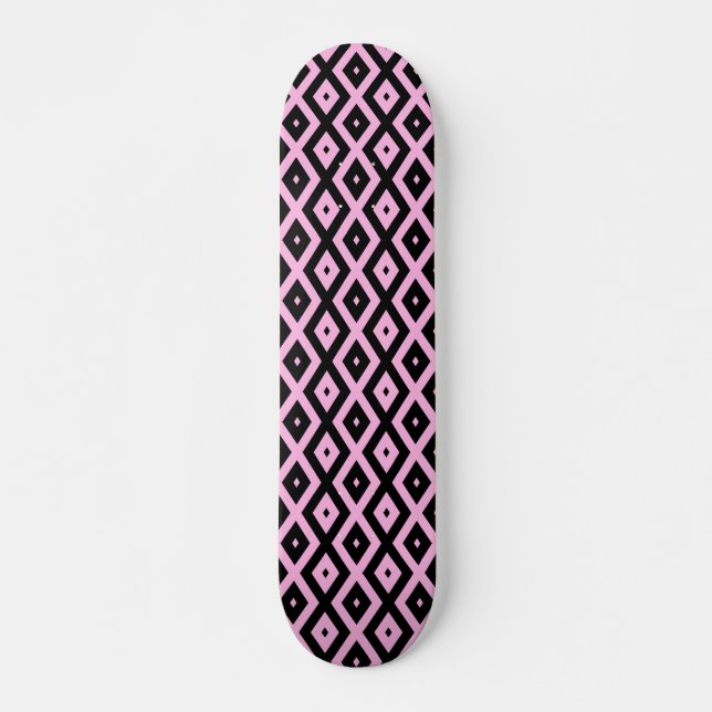 Skateboard Motif en diamant rose pâle et noir (Devant)