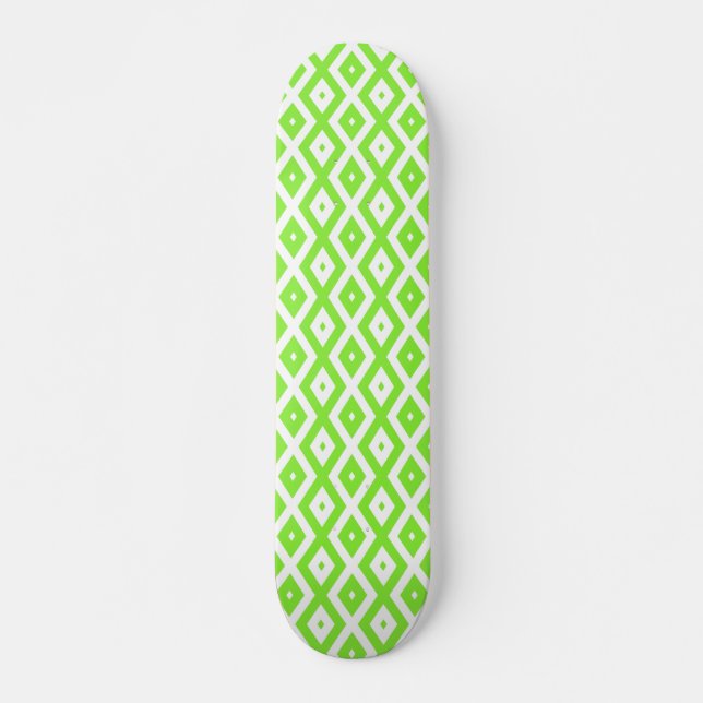 Skateboard Motif en diamant vert et blanc (Devant)
