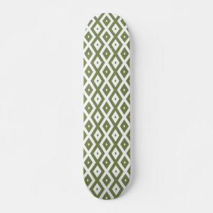 Skateboard Motif en diamant vert et blanc