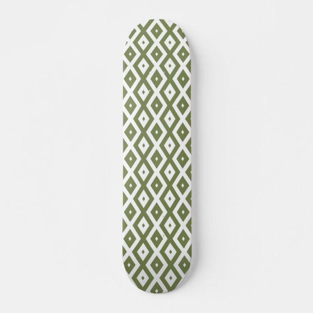 Skateboard Motif en diamant vert et blanc (Devant)